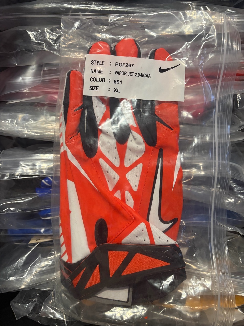 NEW NIKE VAPOR JET 2.0 WR FOOTBALL GLOVES ORANGE / WHITE